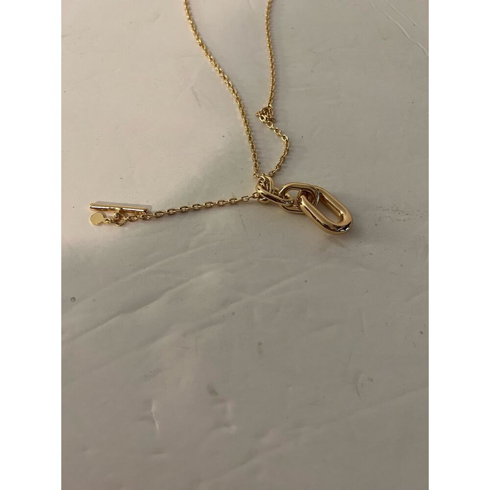 NWT LOFT Large Chain Pendant Necklace Gold Tone Statement Jewelry - Picture 3 of 6